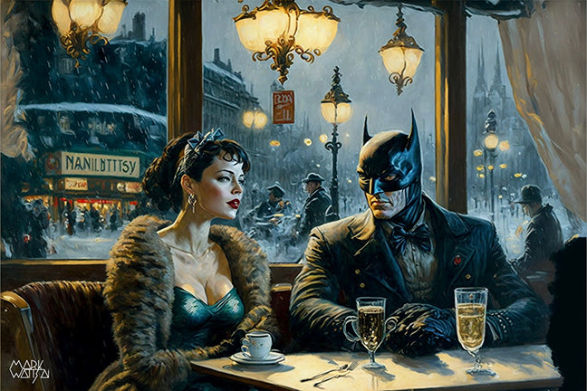 AI Art Mark Watts / Batman in Paris café